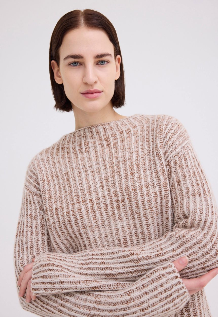 Jac + Jack Burton Cashmere Sweater - Attica Brown Speck